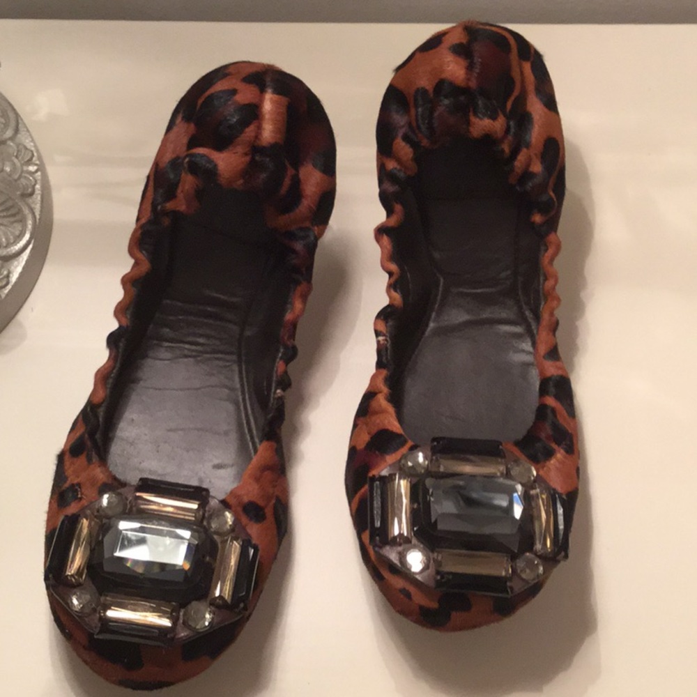 Tory Burch leopard print embellished flats